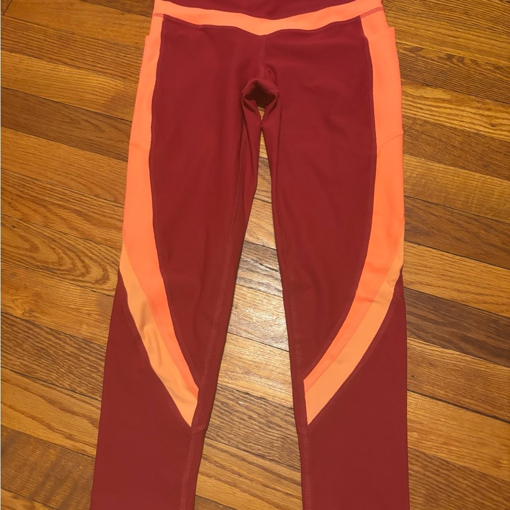 Xersion Red and Orange 7/8 Ankle Leggings